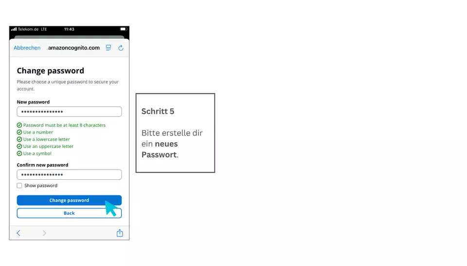 Schritt 5 –  Erstelle dir ein neues Passwort 