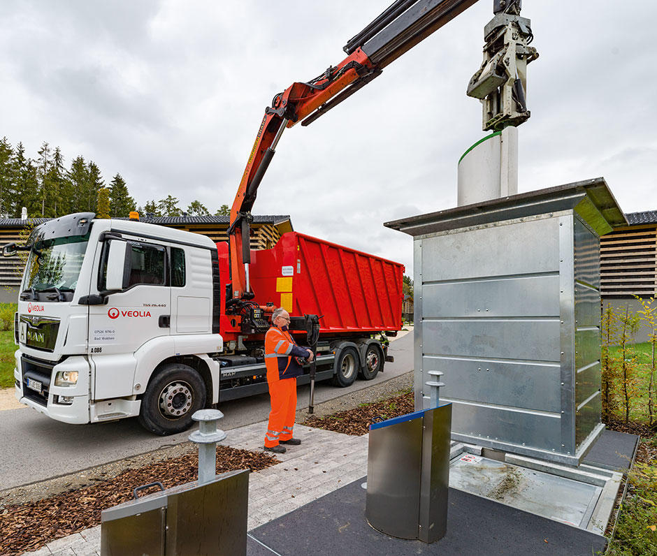 Unterflursystem mit digitalem Abfallmanagement im Center Parcs Allgäu