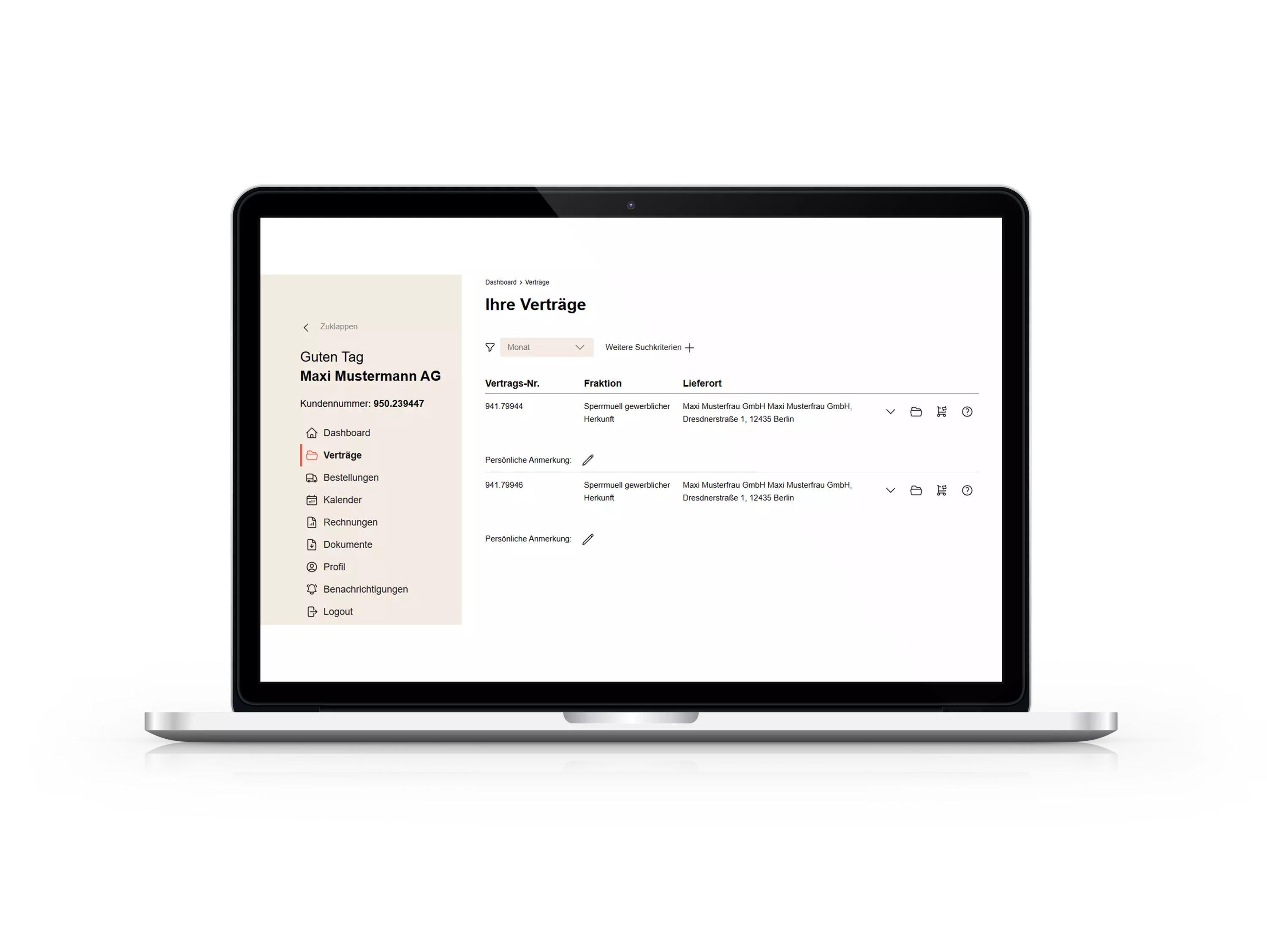 Shop Mockup Kundenportal