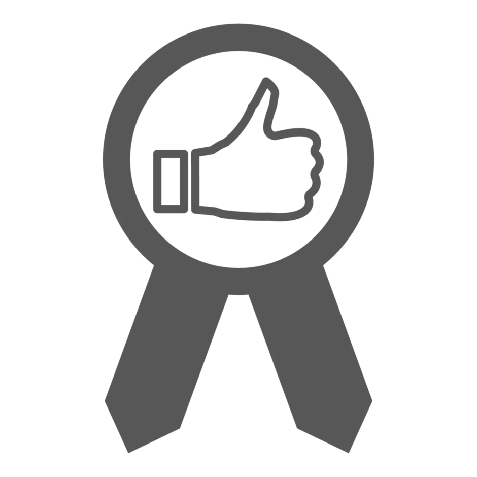 Eine Medaille mit einem Daumen nach oben