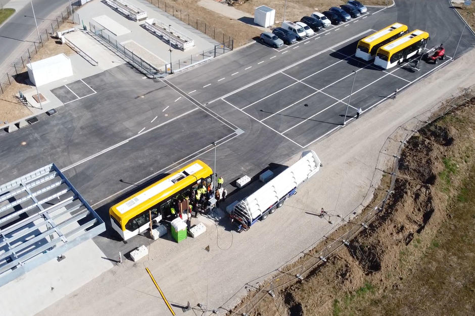 Start Trailerbefüllung, Luftaufnahme