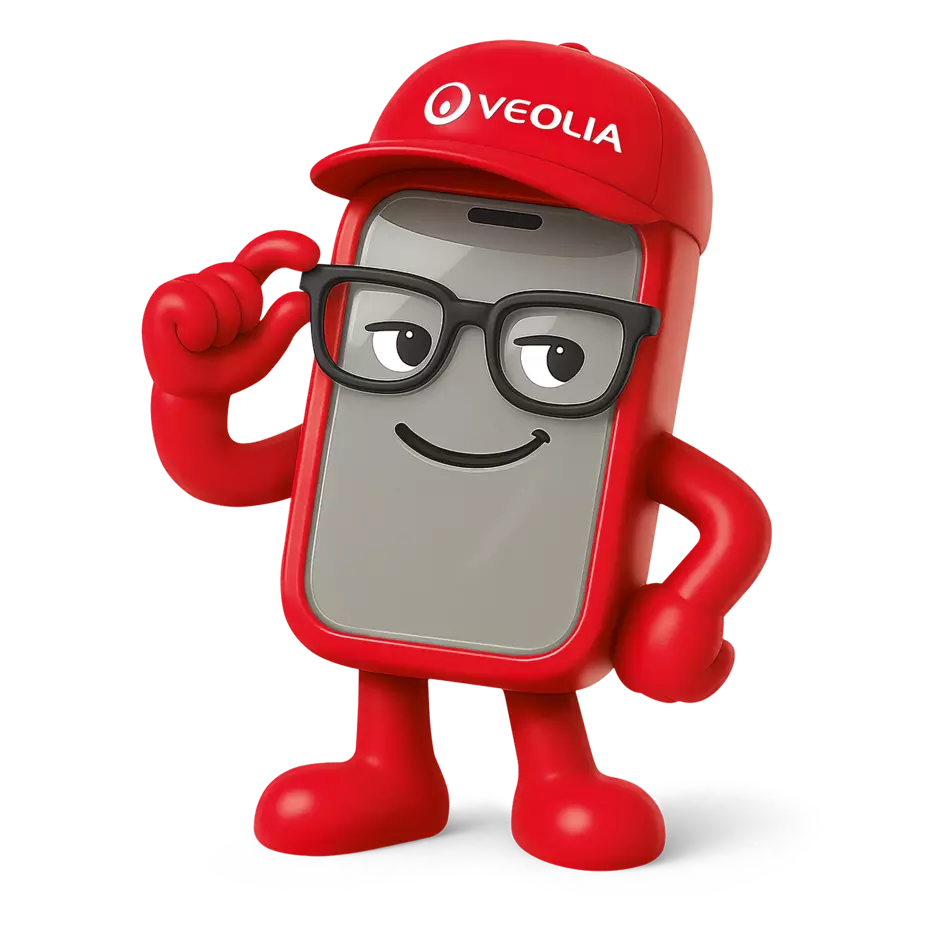 Das App Maskotchen trägt eine Brille